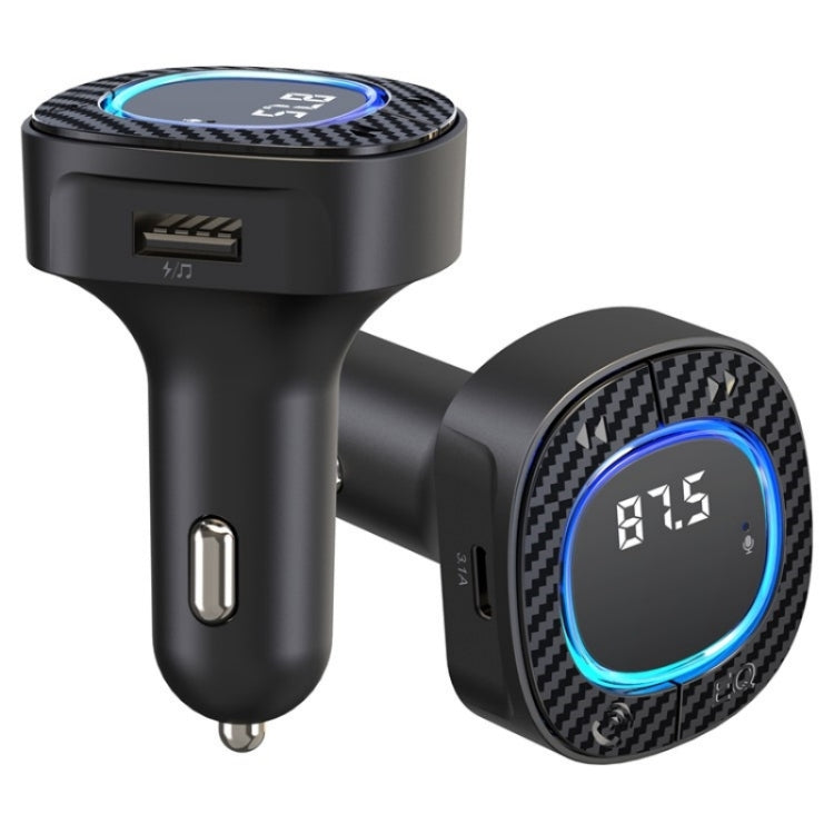 C42 Type-C + USB Car Charger Adapter Bluetooth Hands-free Call MP3 Music Player FM Transmitter, C42