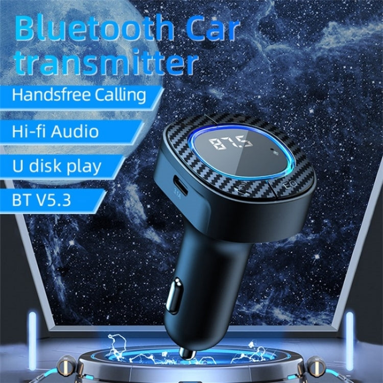 C42 Type-C + USB Car Charger Adapter Bluetooth Hands-free Call MP3 Music Player FM Transmitter, C42