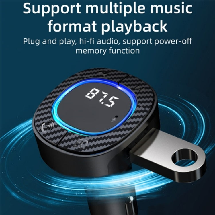 C42 Type-C + USB Car Charger Adapter Bluetooth Hands-free Call MP3 Music Player FM Transmitter, C42