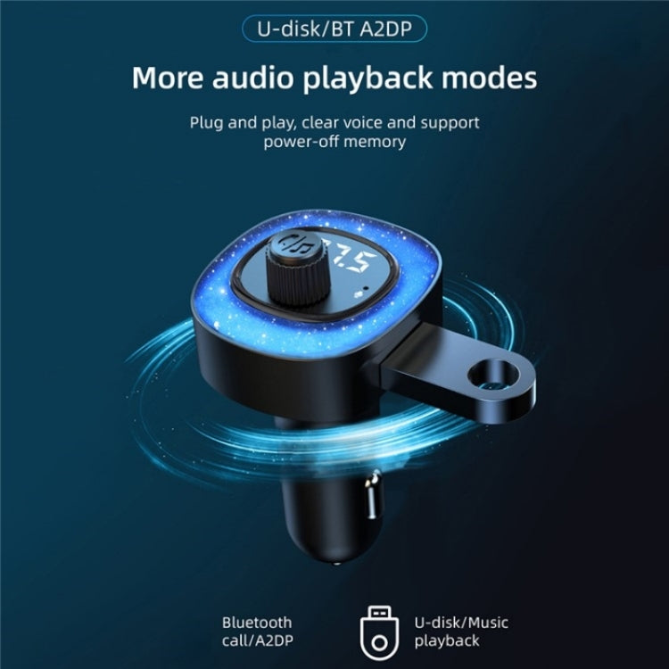 C41 Star Light Car Charger ABS Adapter FM Transmitter Bluetooth Hands-free Call MP3 Music Player, C41
