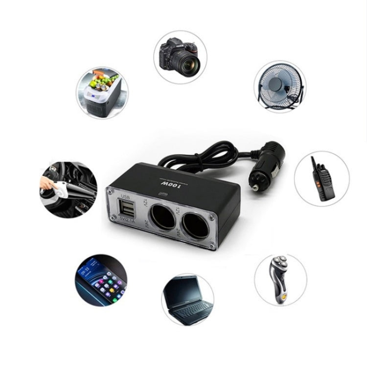 Dual USB Phone Charging Adapter Car Charger 2 Cigarette Lighter Sockets, Dual USB