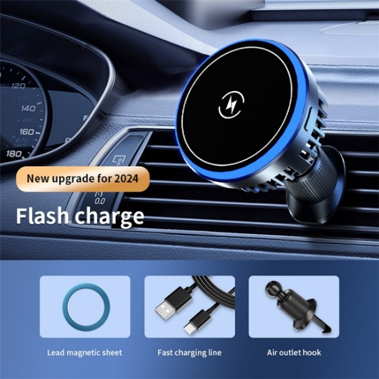T1 With RGB Light Semiconductor Refrigeration Car Air Outlet Magnetic Wireless Charger, T1