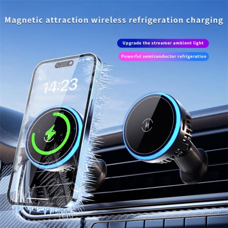 T1 With RGB Light Semiconductor Refrigeration Car Air Outlet Magnetic Wireless Charger, T1