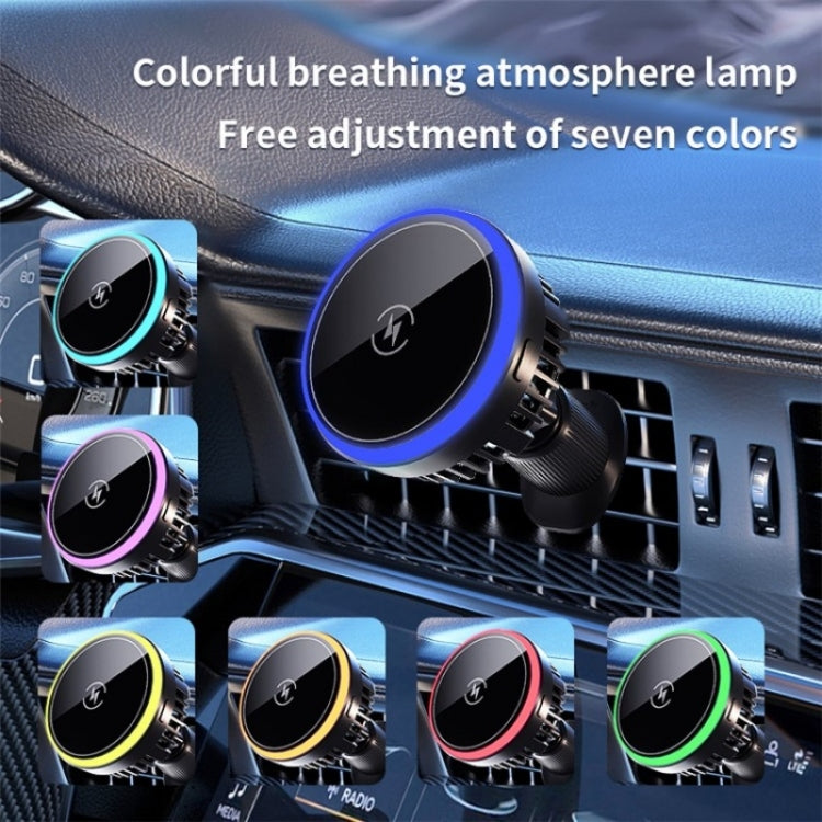 T1 With RGB Light Semiconductor Refrigeration Car Air Outlet Magnetic Wireless Charger, T1