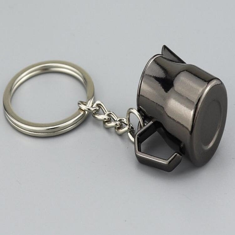 Whimsical 3D Miniature Coffee Pot Keyring - Zinc Alloy Charm