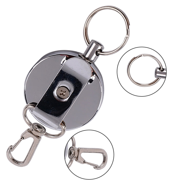 Durable Stainless Steel Retractable Keychain with Carabiner for Secure Access