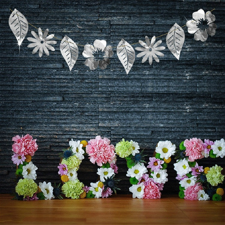 Hollow Flowers Leaves Wall Applique String Decoration Wedding Birthday Party Holiday Decoration