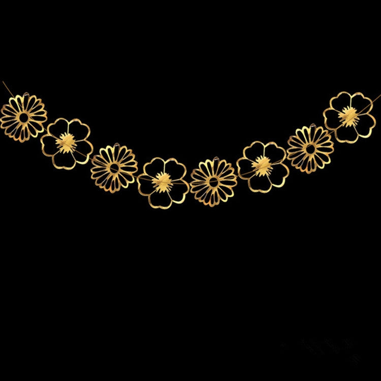 Hollow Flowers Leaves Wall Applique String Decoration Wedding Birthday Party Holiday Decoration