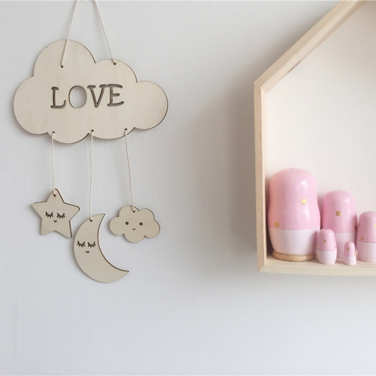 Baby Room Kindergarten Star Moon Wooden Decoration