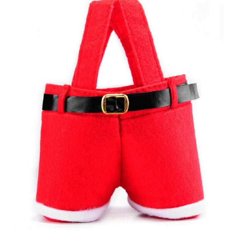 Santa Claus Suspenders Pants Candy Bottle Gift Bag Decoration