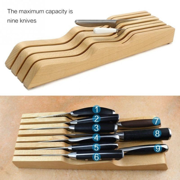 Solid Wood Drawer Knife Holder Kitchen Supplies Horizontal Wooden Knife Holder Tool Storage Rack