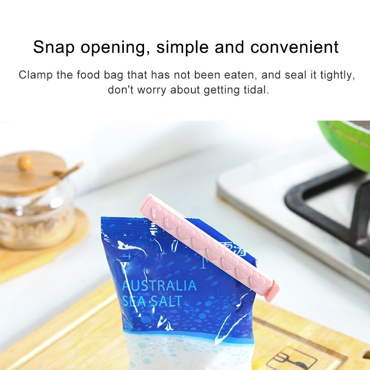 5pcs / Pack Plastic Bag Snack Bag Sealing Love Clip Kitchen Accessories Green