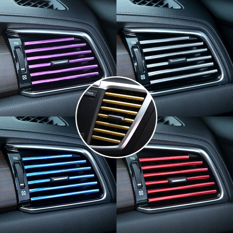 10-Piece Car Interior Chrome-Plated Air Vent Moulding Decorative Strips - U-Shaped Clips in Vibrant Colours