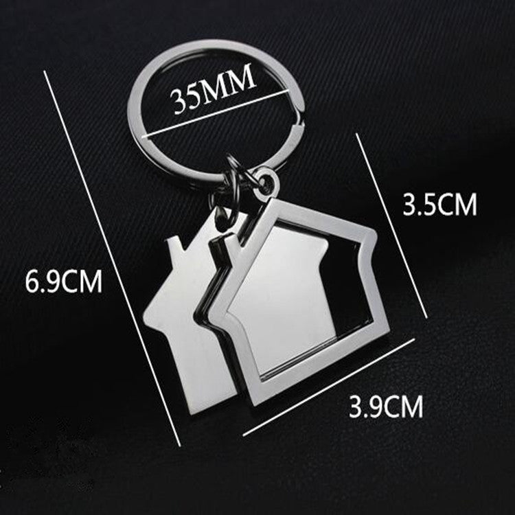 Charming Cottage Keychain Duo – Unique Zinc Alloy Gift Pendant