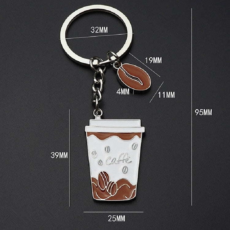 Quirky Coffee Cup Keychain Duo - Charming Zinc Alloy Pendants for Gifts