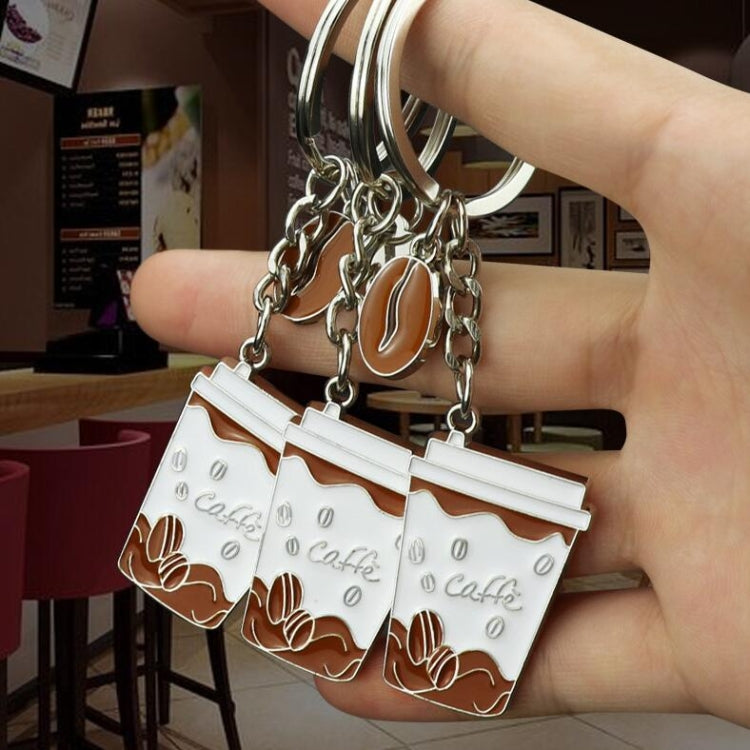 Quirky Coffee Cup Keychain Duo - Charming Zinc Alloy Pendants for Gifts