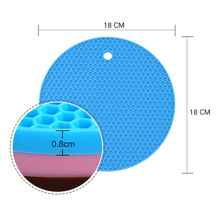 Honeycomb Silicone Round Non-slip Heat Resistant Mat, Size: 18x18x0.8cm