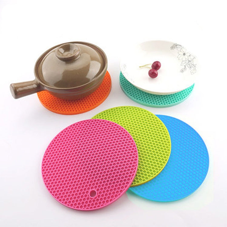 Honeycomb Silicone Round Non-slip Heat Resistant Mat, Size: 18x18x0.8cm