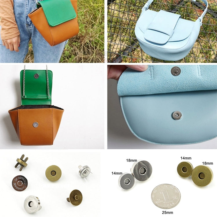 20 PCS Luggage Snap Buckle 10 Sets of 1.4 cm + 1.8 cm Bronze and Silver