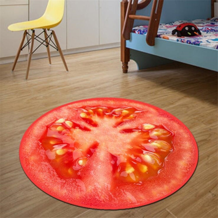 Fruit Pattern Rug Round Crystal Velvet Non-Slip Room Carpet Mat, Diameter 160cm