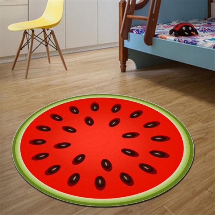 Fruit Pattern Rug Round Crystal Velvet Non-Slip Room Carpet Mat, Diameter 160cm