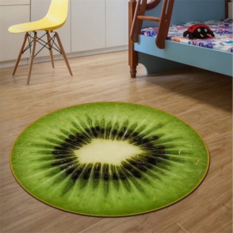 Fruit Pattern Rug Round Crystal Velvet Non-Slip Room Carpet Mat, Diameter 160cm