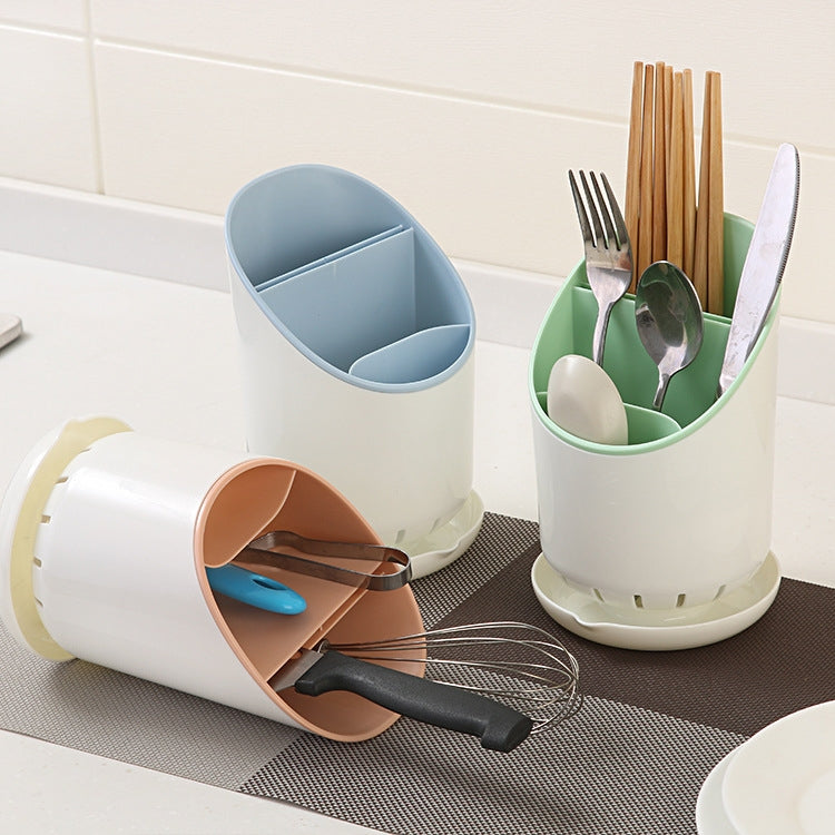 Creative Multi-function Double Drain Shelf Kitchen Chopsticks Storage Bucket Tableware Storage Box