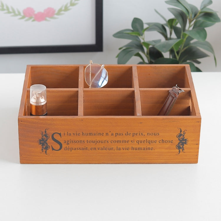 Vintage Desktop Wooden Storage Box Six Grid Succulent Planting Storage Wooden Box