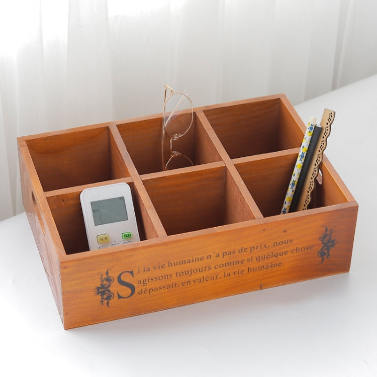 Vintage Desktop Wooden Storage Box Six Grid Succulent Planting Storage Wooden Box