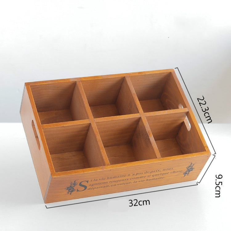 Vintage Desktop Wooden Storage Box Six Grid Succulent Planting Storage Wooden Box