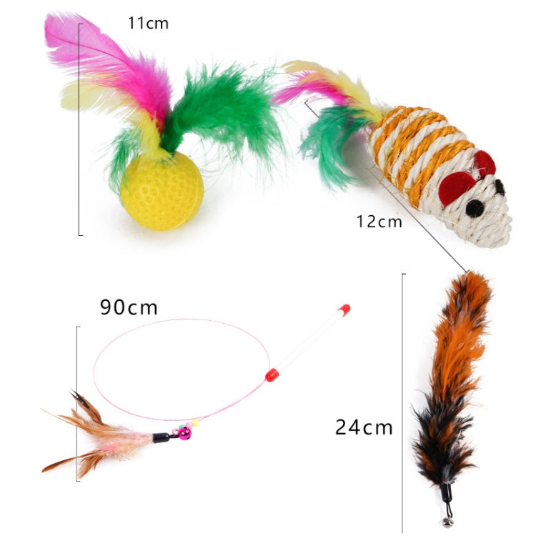 Cat Combination Toy Funny Cat Stick Mouse Bell Ball Feather