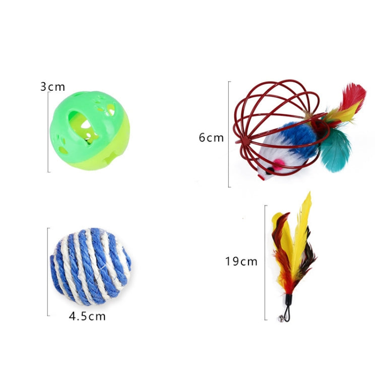 Cat Combination Toy Funny Cat Stick Mouse Bell Ball Feather