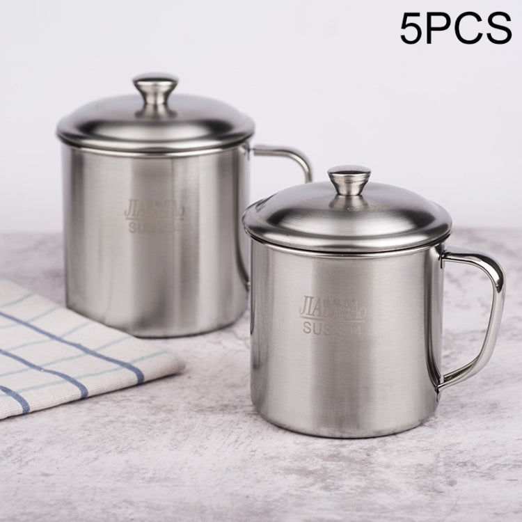 5 PCS Extra Thick 304 Stainless Steel Cup Children's Mouth Cup with Handle Cover Household adult Drinking Water Cup