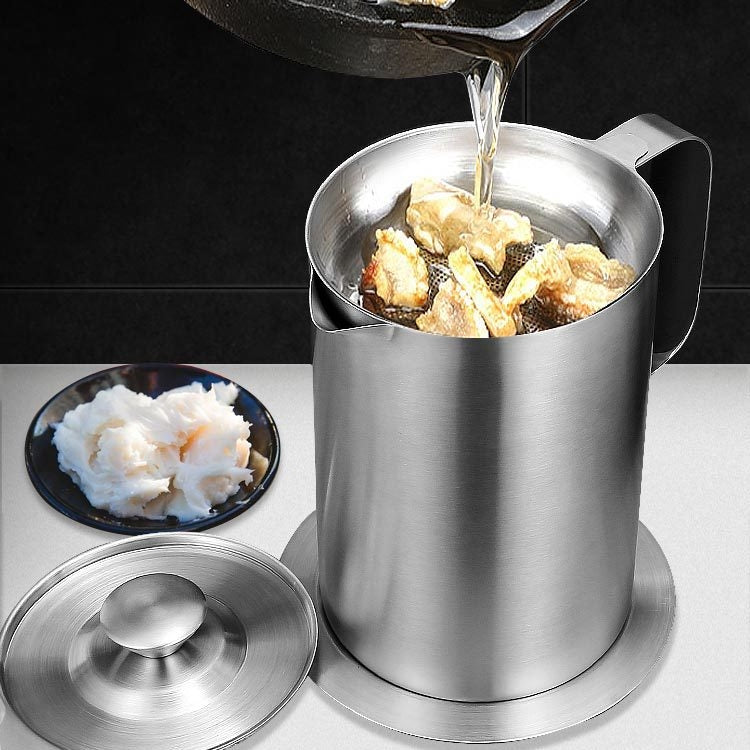 Stainless Steel Leakproof Filter Mesh Oil Canister Kitchen Household Oil Storage Tank