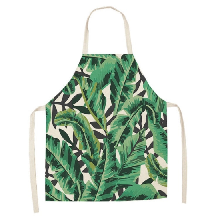 Cotton Linen Creative Plant Foliage Pattern Sleeveless Apron