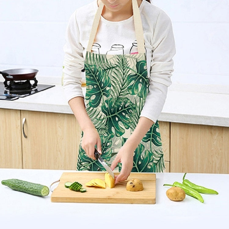 Cotton Linen Creative Plant Foliage Pattern Sleeveless Apron