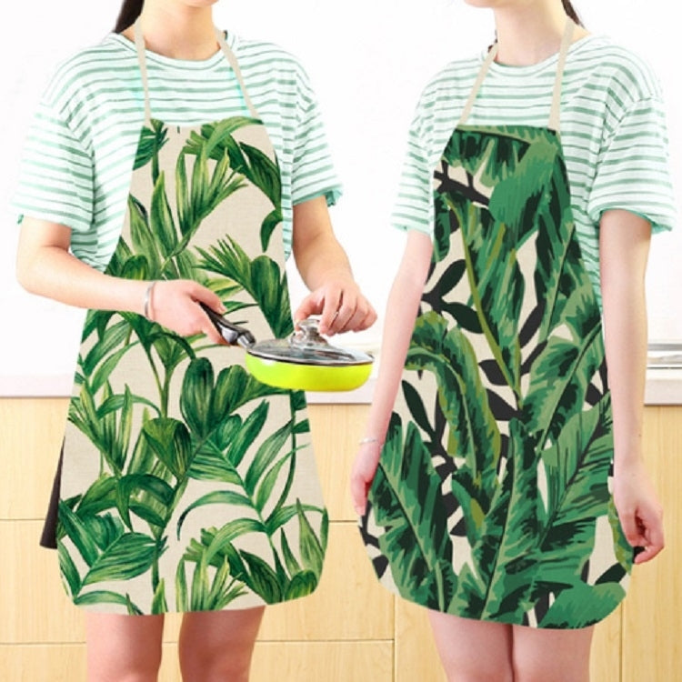 Cotton Linen Creative Plant Foliage Pattern Sleeveless Apron