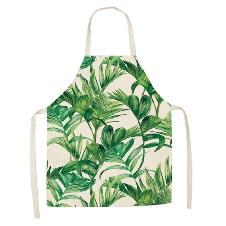Cotton Linen Creative Plant Foliage Pattern Sleeveless Apron