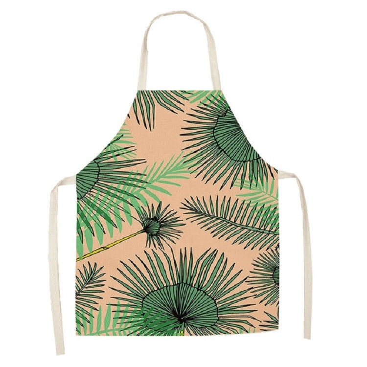 Cotton Linen Creative Plant Foliage Pattern Sleeveless Apron