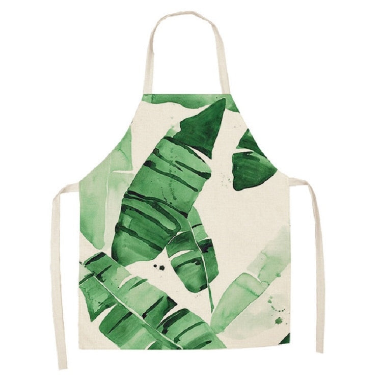 Cotton Linen Creative Plant Foliage Pattern Sleeveless Apron