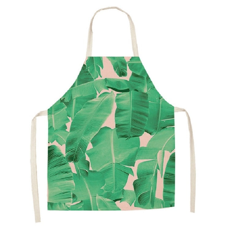 Cotton Linen Creative Plant Foliage Pattern Sleeveless Apron