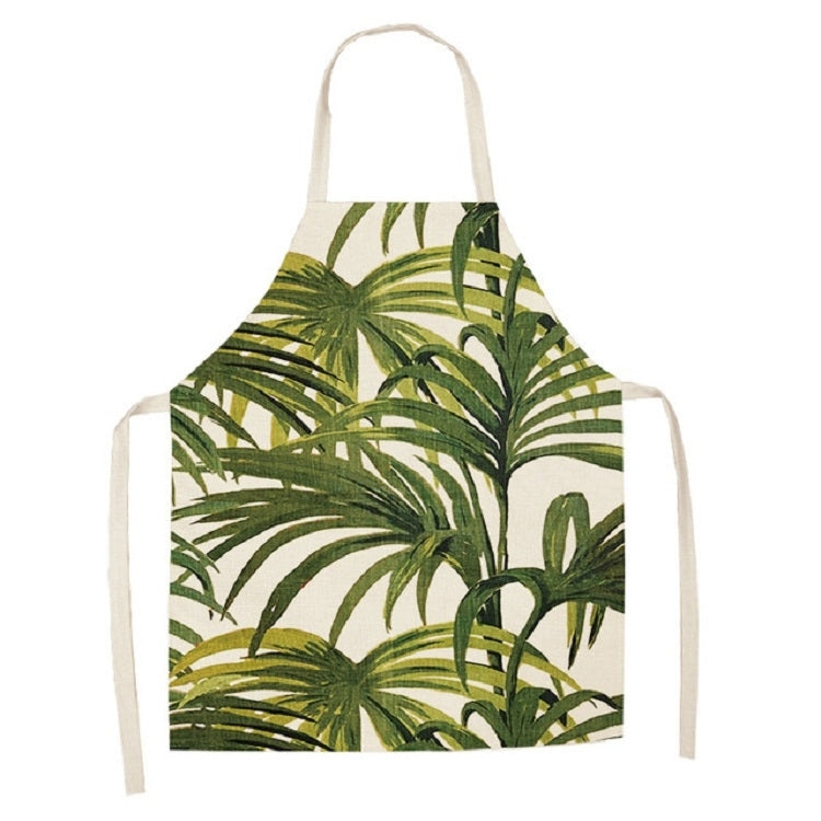 Cotton Linen Creative Plant Foliage Pattern Sleeveless Apron