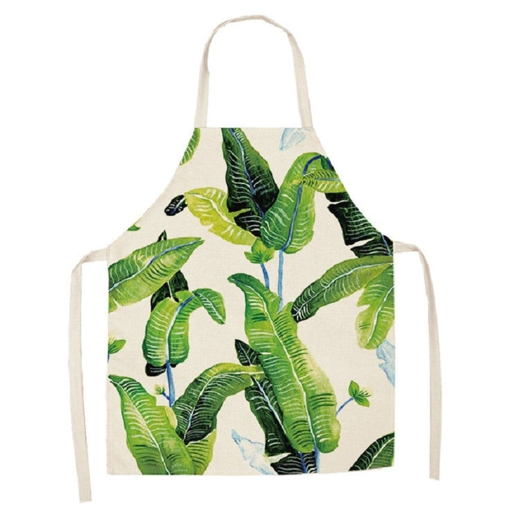 Cotton Linen Creative Plant Foliage Pattern Sleeveless Apron