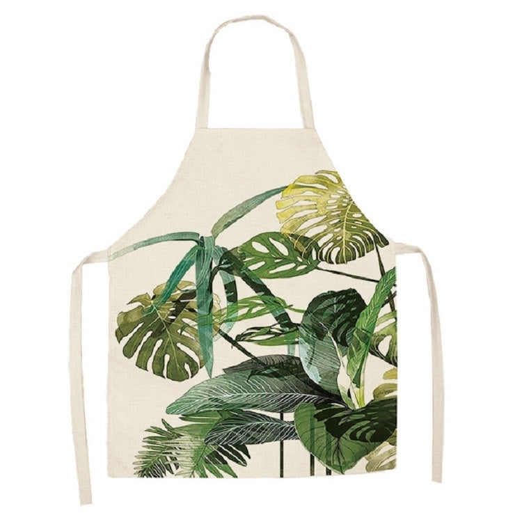 Cotton Linen Creative Plant Foliage Pattern Sleeveless Apron