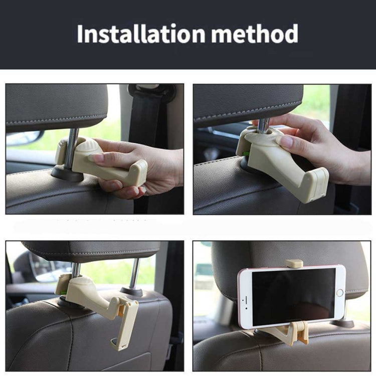 Easy Install Universal Car Headrest Hook Max 5kg Vehicle Back Seat Hanger with Phone Holder, With Phone Holder(Black), With Phone Holder(Beige), With Phone Holder(Yellow)