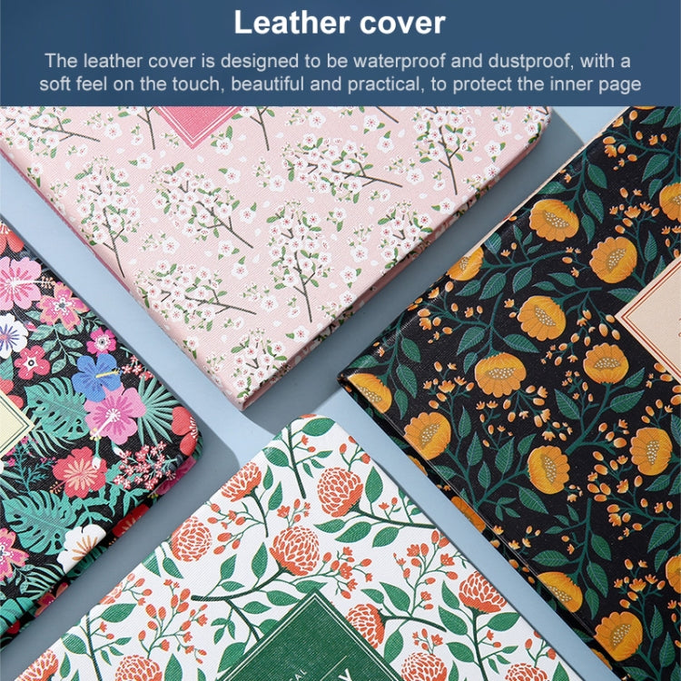 PU Leather Flower Diary Weekly Plan Cute Notepad Small Fresh Business Notebook Office Study Stationery