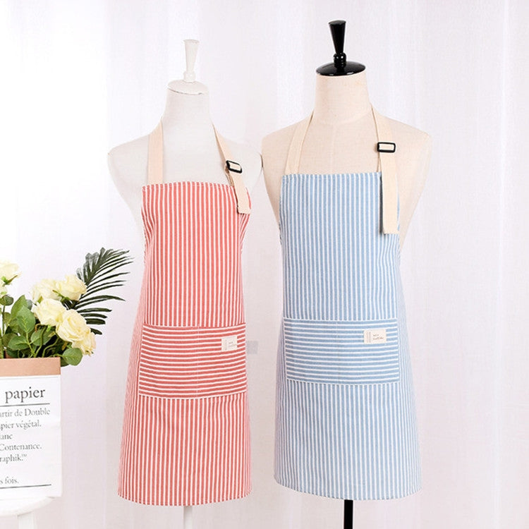 Kitchen Antifouling Sleeveless Apron Adult Work Housework Polyester Cotton Vertical Striped Apron Coverall