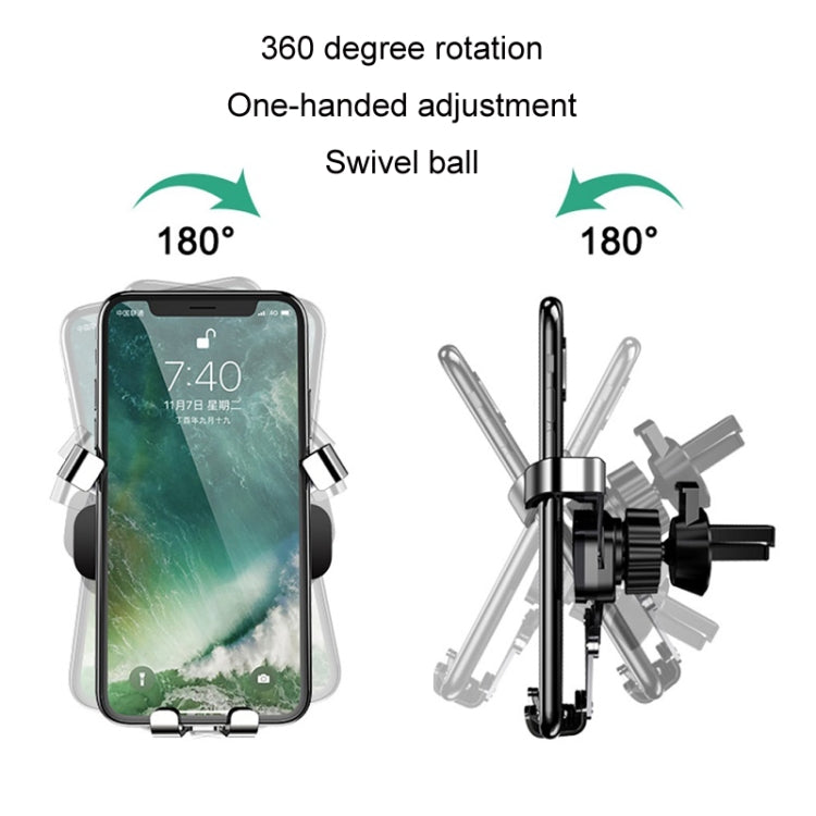 Gravity-Driven Car Mobile Phone Holder with 360-Degree Rotation and Air Vent Mount