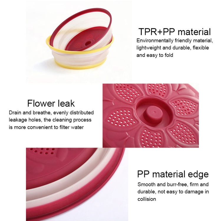 Flower Pattern Plastic Microwave Oven Breathable Splash-proof Food Cover Foldable Fresh-keeping Cover Random Color Delivery
