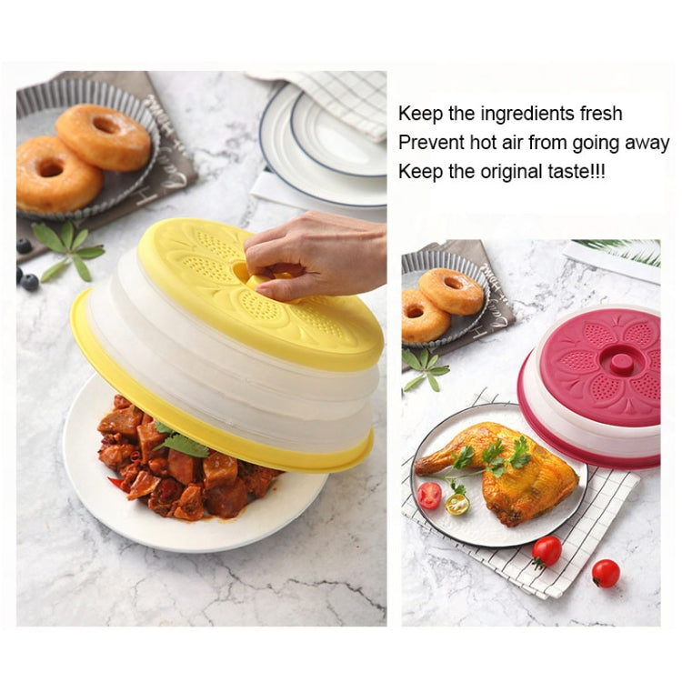 Flower Pattern Plastic Microwave Oven Breathable Splash-proof Food Cover Foldable Fresh-keeping Cover Random Color Delivery